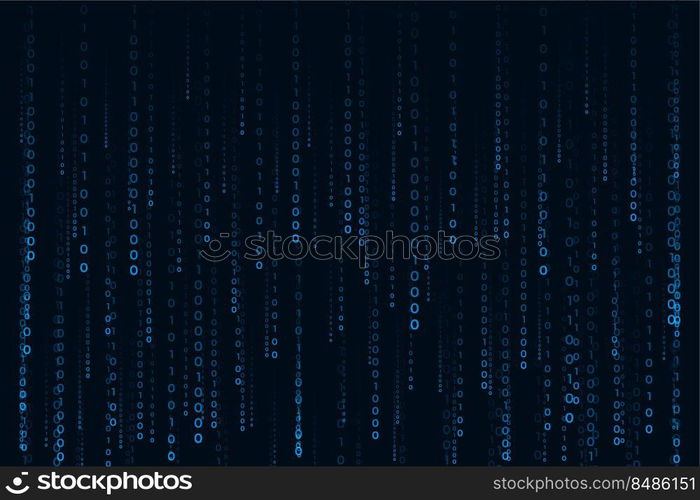 matrix style binary code digital falling numbers blue background
