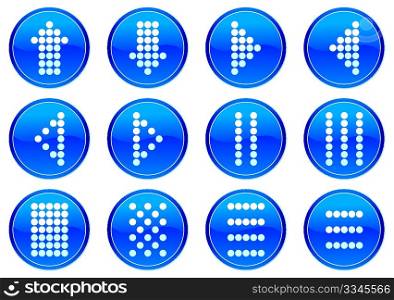 Matrix symbols icon set. White - dark blue palette. Vector illustration.