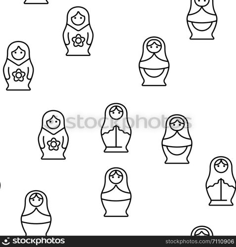 Matryoshka Toy Retro Vector Seamless Pattern Illustration. Matryoshka Toy Vector Seamless Pattern