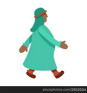 Mature man in ancient dress semi flat color vector character. Walking figure. Full body person on white. Historical personage. Simple cartoon style illustration for web graphic design and animation. Mature man in ancient dress semi flat color vector character