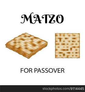 Matzo bread, an important symbol of the Jewish holiday of Passover, representing the haste and exodus of the Israelites from Egypt. Unleavened bread design. Vector.. Matzo bread, an important symbol of Passover