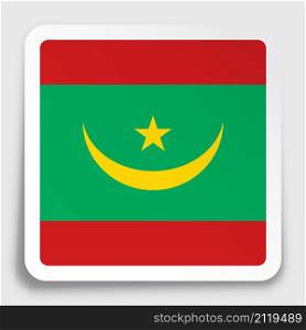 mauritania flag icon on paper square sticker with shadow. Button for mobile application or web. Vector