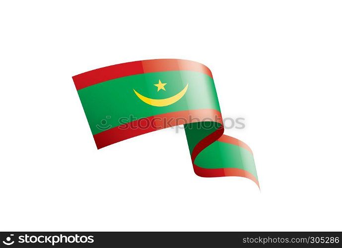 Mauritania national flag, vector illustration on a white background. Mauritania flag, vector illustration on a white background