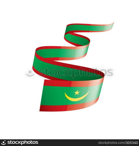 Mauritania national flag, vector illustration on a white background. Mauritania flag, vector illustration on a white background