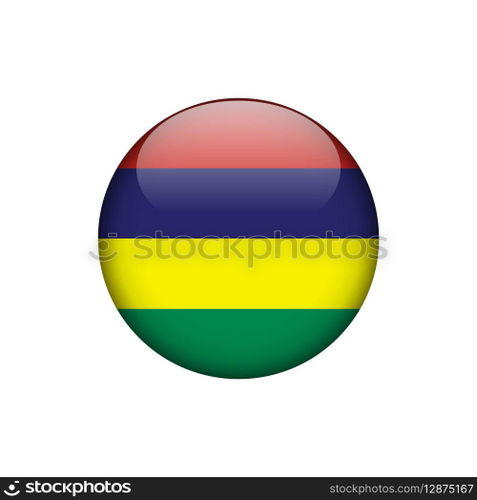 Mauritius Flag Circle Button Vector Template