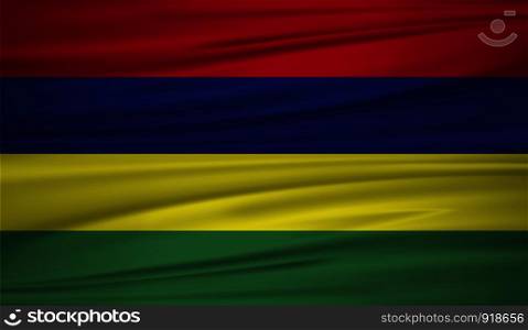Mauritius flag vector. Vector flag of Mauritius blowig in the wind. EPS 10.