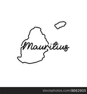 Mauritius outline map with the handwritten country name. Continuous line drawing of patriotic home sign. A love for a small homeland. T-shirt print idea. Vector illustration.. Mauritius outline map with the handwritten country name. Continuous line drawing of patriotic home sign