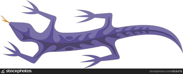 Mauve lizard icon with tribal shapes on body isolated on white background.
