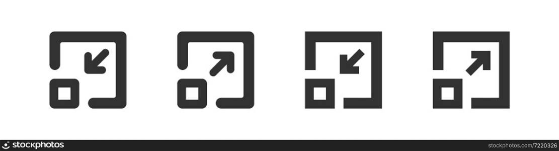 Maximize icon. Full size screen. Minimixe symbol button in vector flat style.
