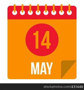 May 14 Calendar icon flat isolated on white background vector illustration. May 14 Calendar icon isolated