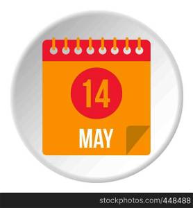 May 14 Calendar icon in flat circle isolated vector illustration for web. May 14 Calendar icon circle