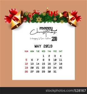 May 2019 Calendar Template. Vector EPS10 Abstract Template background