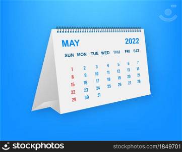 May 2022 Calendar Leaf. Calendar 2022 in flat style. Vector illustration. May 2022 Calendar Leaf. Calendar 2022 in flat style. Vector illustration.