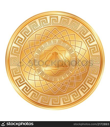 mayan ancient coin vector illustration isolated on white background