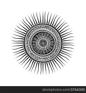 Mayan sun symbol, tattoo design over white background