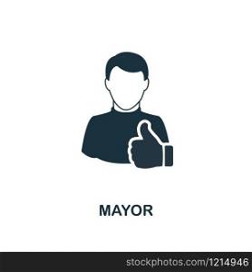 Mayor icon. Monochrome style design from professions collection. UI. Pixel perfect simple pictogram mayor icon. Web design, apps, software, print usage.. Mayor icon. Monochrome style design from professions icon collection. UI. Pixel perfect simple pictogram mayor icon. Web design, apps, software, print usage.