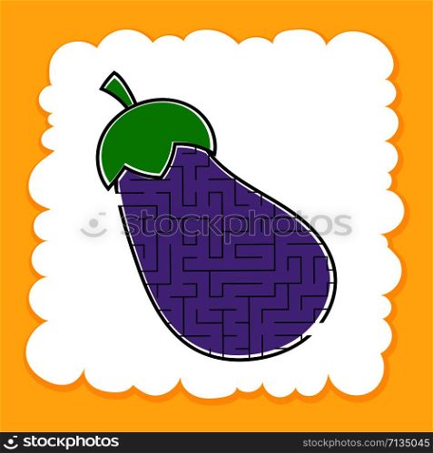 Maze eggplant. Game for kids. Puzzle for children. Cartoon style. Labyrinth conundrum. Color vector illustration. The development of logical and spatial thinking. Maze eggplant. Game for kids. Puzzle for children. Cartoon style. Labyrinth conundrum. Color vector illustration. The development of logical and spatial thinking.