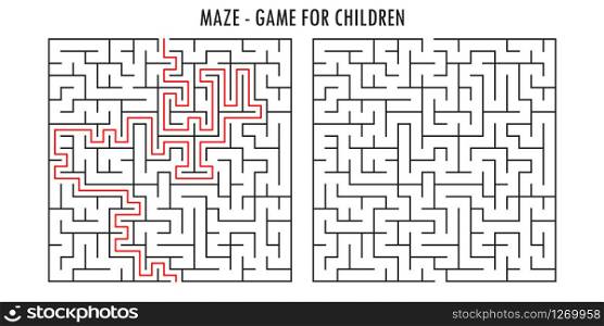 Maze game for children,black labyrinth isolated on white background,vector illustration