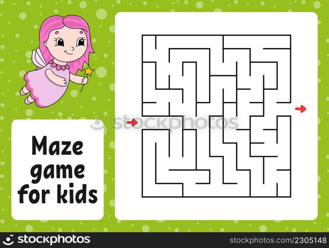 Maze game for kids. Funny labyrinth. Activity worksheet. Puzzle for children. cartoon style. Logical conundrum. Color vector illustration.