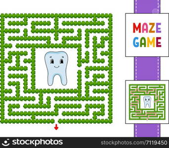 Maze. Game for kids. Funny labyrinth. Education developing worksheet. Activity page. Puzzle for children. Cute cartoon style. Riddle for preschool. Logical conundrum. Color vector illustration.