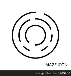 Maze game icon,black circle labyrinth isolated on white background,vector illustration