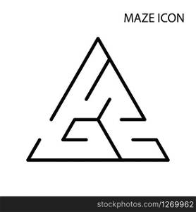 Maze game icon,black triangle labyrinth isolated on white background,vector illustration