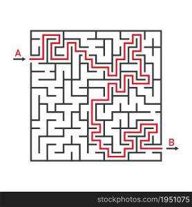 Maze game. Labyrinth square. Solving of puzzle. Line rebus for kids with entry and exit. Simple Maze isolated on white background. Template of riddle for child. Difficult mental solution. Vector.. Maze game. Labyrinth square. Solving of puzzle. Line rebus for kids with entry and exit. Simple Maze isolated on white background. Template of riddle for child. Difficult mental solution. Vector