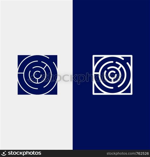 Maze, Map, Labyrinth, Strategy, Pattern Line and Glyph Solid icon Blue banner