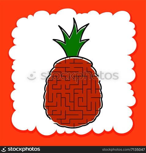 Maze pineapple. Game for kids. Puzzle for children. Cartoon style. Labyrinth conundrum. Color vector illustration. The development of logical and spatial thinking. Maze pineapple. Game for kids. Puzzle for children. Cartoon style. Labyrinth conundrum. Color vector illustration. The development of logical and spatial thinking.
