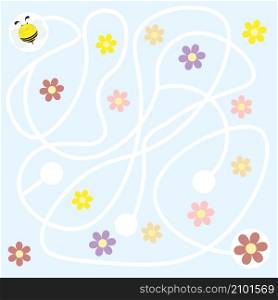 Maze puzzle. Help cute bee find flower. Activity for kids educational children game