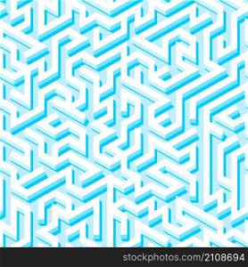 Maze seamless pattern with blue endless tiled labyrinth for fabric or wallpaper
