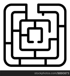 Maze solution icon. Outline maze solution vector icon for web design isolated on white background. Maze solution icon, outline style