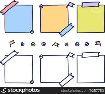 Mcolorful hand drawn notepaper paper sheet set Vector Image