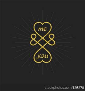 Me and you. Conceptual symbol of infinite love between two people. Vector sign design. Creative love symbol