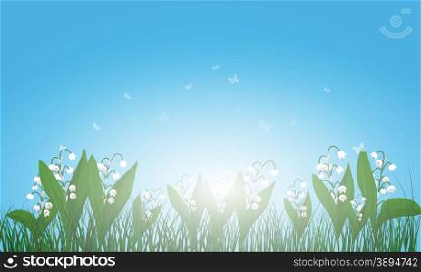 Meadow color background with and sun. All objects are separated. Vector illustration with transparency. Eps 10.