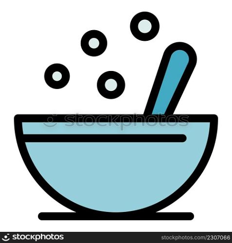 Meal bowl icon. Outline meal bowl vector icon color flat isolated. Meal bowl icon color outline vector