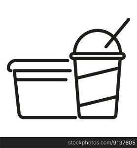 Meal box icon outline vector. School food. Kid snack. Meal box icon outline vector. School food