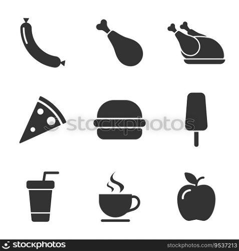 Meal  elated icon set. Food icon set. Flat vector illustration.