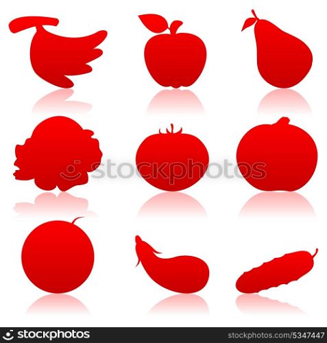 Meal icons2. Icons of meal of red colour. A vector illustration