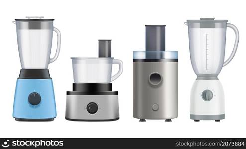 Meal juicer. Kitchen appliances for preparing healthy liquid food juice blender and mixers decent vector illustrations realistic. Cooking kitchen juicer, equipment domestic. Meal juicer. Kitchen appliances for preparing healthy liquid food juice blender and mixers decent vector illustrations realistic