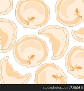 Meal meat dumplings pattern on white background is insulated. Vector illustration meat dumplings decorative pattern on white