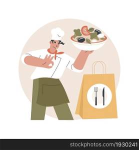 Meal prep service abstract concept vector illustration. Healthy meal prep no-contact delivery, prepared fresh daily, virus free food, social distancing, stay home, chef recipe abstract metaphor.. Meal prep service abstract concept vector illustration.