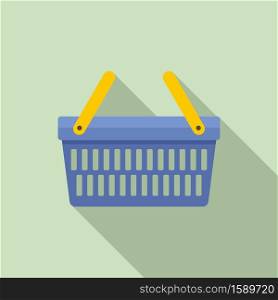 Meal shop basket icon. Flat illustration of meal shop basket vector icon for web design. Meal shop basket icon, flat style