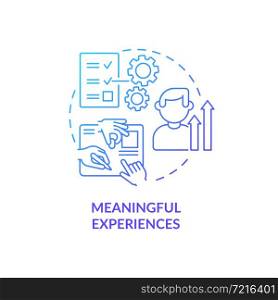 Meaningful experience blue gradient concept icon. Employee benefits abstract idea thin line illustration. Growth and development. Teamwork skills. Vector isolated outline color drawing. Meaningful experience blue gradient concept icon