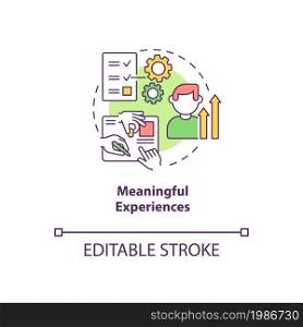 Meaningful experience concept icon. Employee benefits abstract idea thin line illustration. Growth and development. Teamwork skills. Vector isolated outline color drawing. Editable stroke. Meaningful experience concept icon