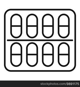 Measles pills pack icon. Outline measles pills pack vector icon for web design isolated on white background. Measles pills pack icon, outline style