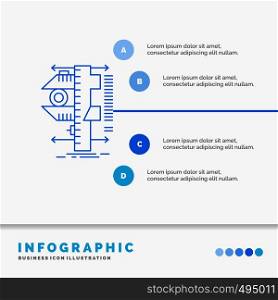 measure, caliper, calipers, physics, measurement Infographics Template for Website and Presentation. Line Blue icon infographic style vector illustration. Vector EPS10 Abstract Template background