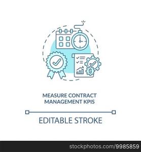 Measure contract management kpis concept icon. Efficient contract management advices. Information about contract idea thin line illustration. Vector isolated outline RGB color drawing. Editable stroke. Measure contract management kpis concept icon