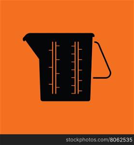 Measure glass icon. Orange background with black. Vector illustration.