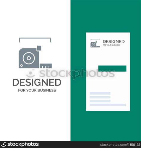 Measure, Measurement, Meter, Roulette, Ruler Grey Logo Design and Business Card Template